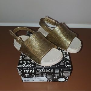 Mini Melissa Beach Slide Sandal Gold sz 9 Toddler